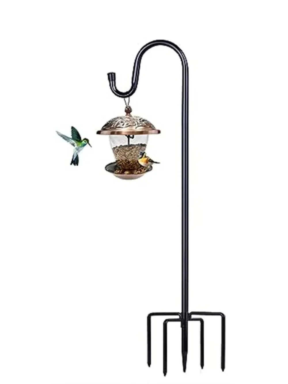 Shepherd Hooks for Outdoor, 1 Pack 62 Inch Bird Feeder Pole with 5 Prongs Base